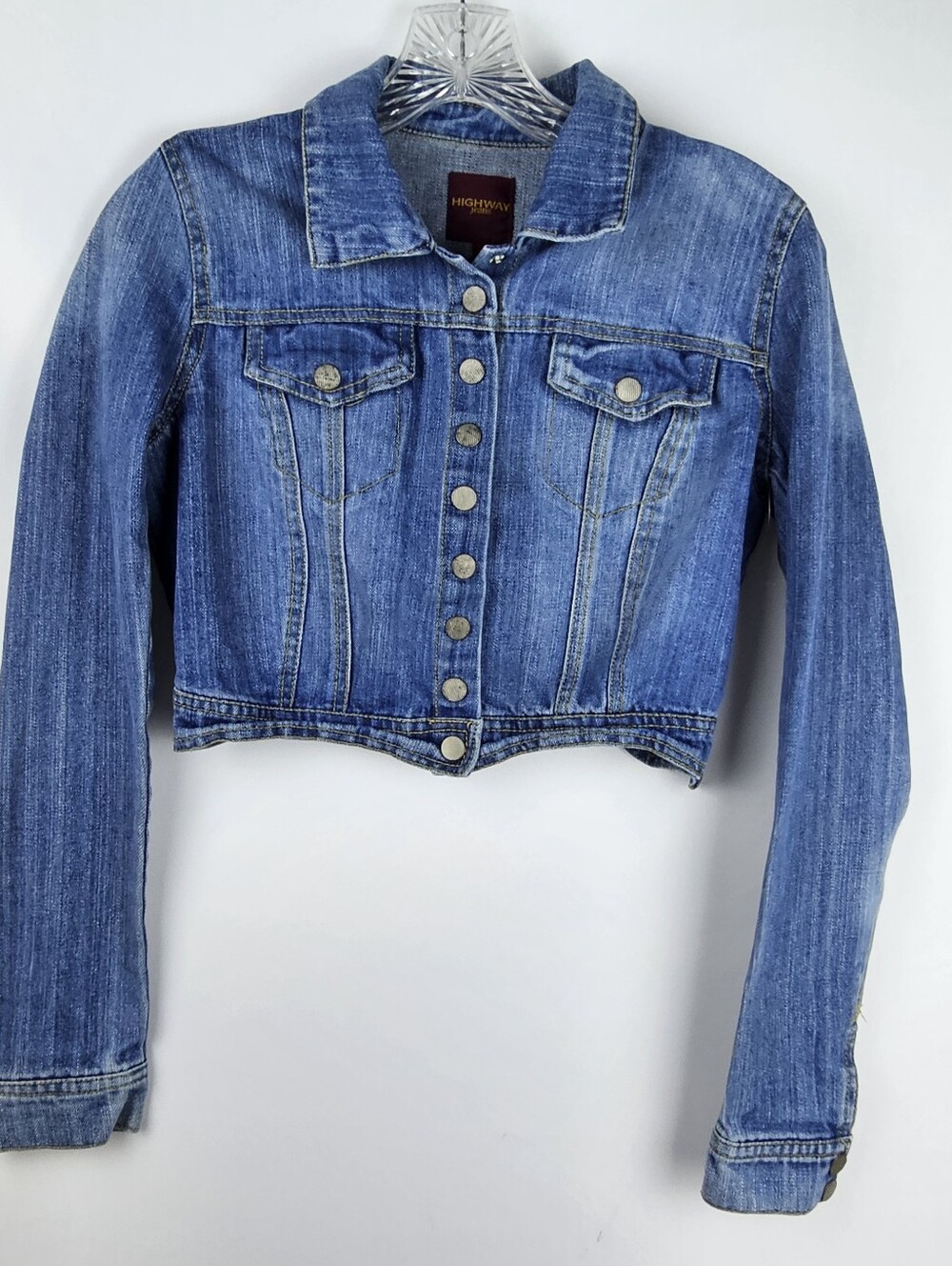 Y2K 90's Highway Cropped Denim Jean Jacket Women's Sm Festival Boho